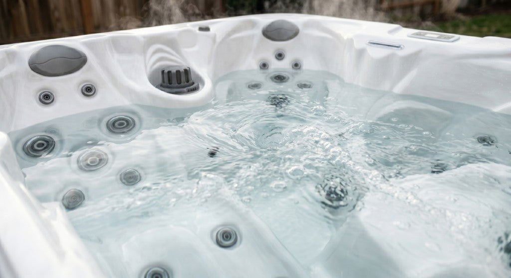 Steaming spa water close-up